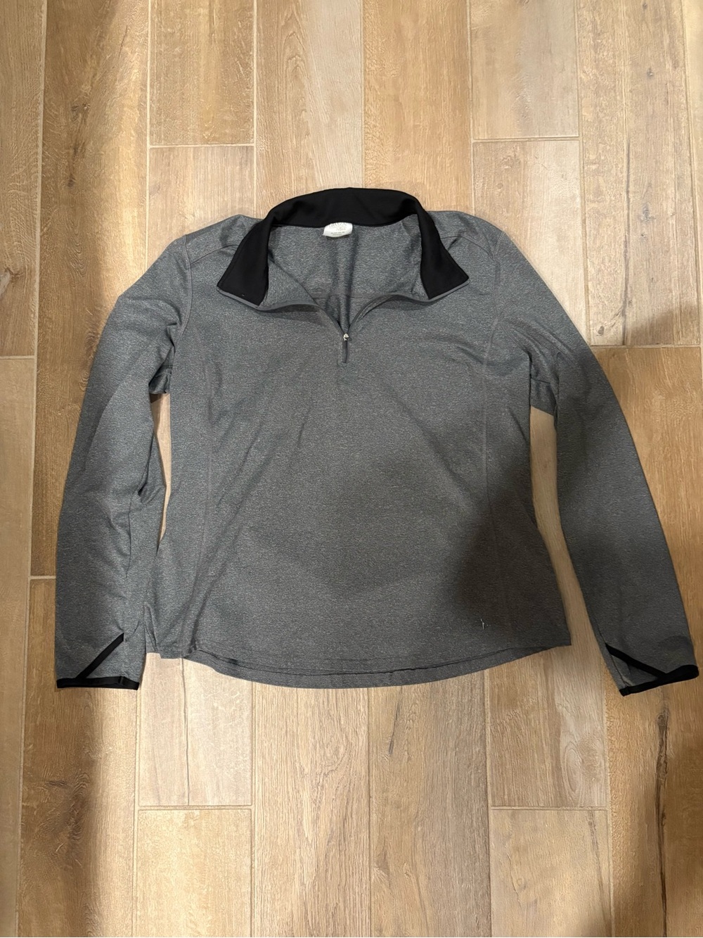 Danskin Now Black and Heather Gray Athletic Quarter-Zip Top